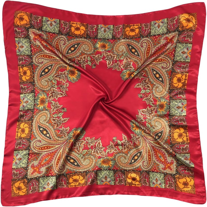 VBAEI 35” Large Square Satin Head Scarf - 1Pcs Satin Hair Scarf Silk Bandana Head Wraps For Women - Image 5